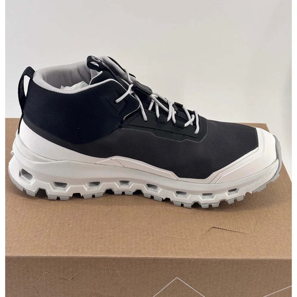 On Cloudhero Mid Waterproof Kids 3.5Y Black White Trail Hiking Shoes New